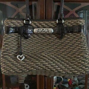 Brighton purse woven straw look silver accents
